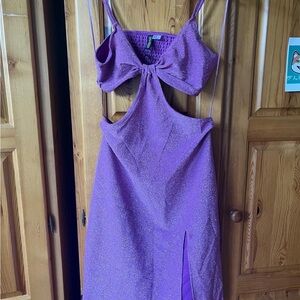 Elegant Purple Cut-Out Dress